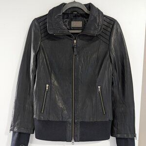 Aritzia Mackage Navy Leather Jacket
